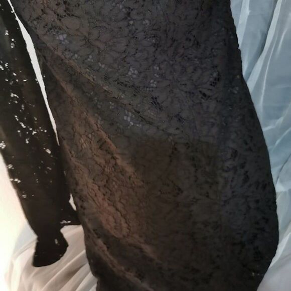 MA*RS Size Small Black Dress Jirai Kei Long Sleeve Lace Peter Pan Wednesday Goth - Picture 9 of 10